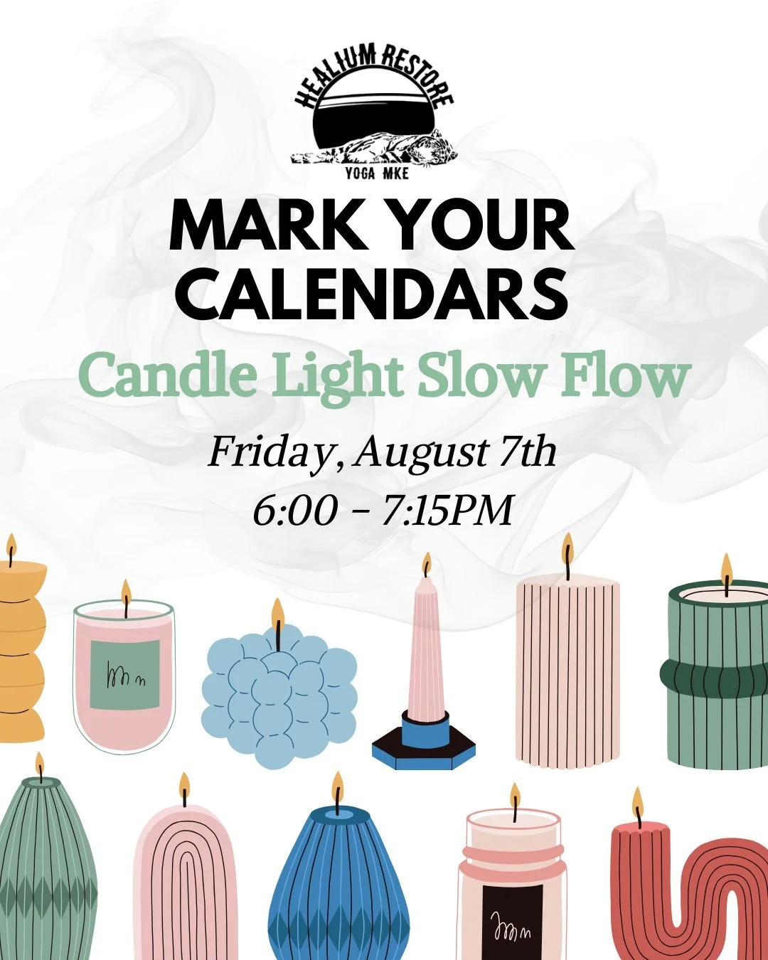 Mark your calendars for a Candle Light Slow Flow with Bethany next week Friday 🕯

Sign up via Mindbody | Included in packages &amp; memberships.

 #healiumhotyoga #healiumeverywhere #HealiumHotYoga #healiumrestore #MilwaukeeYoga
