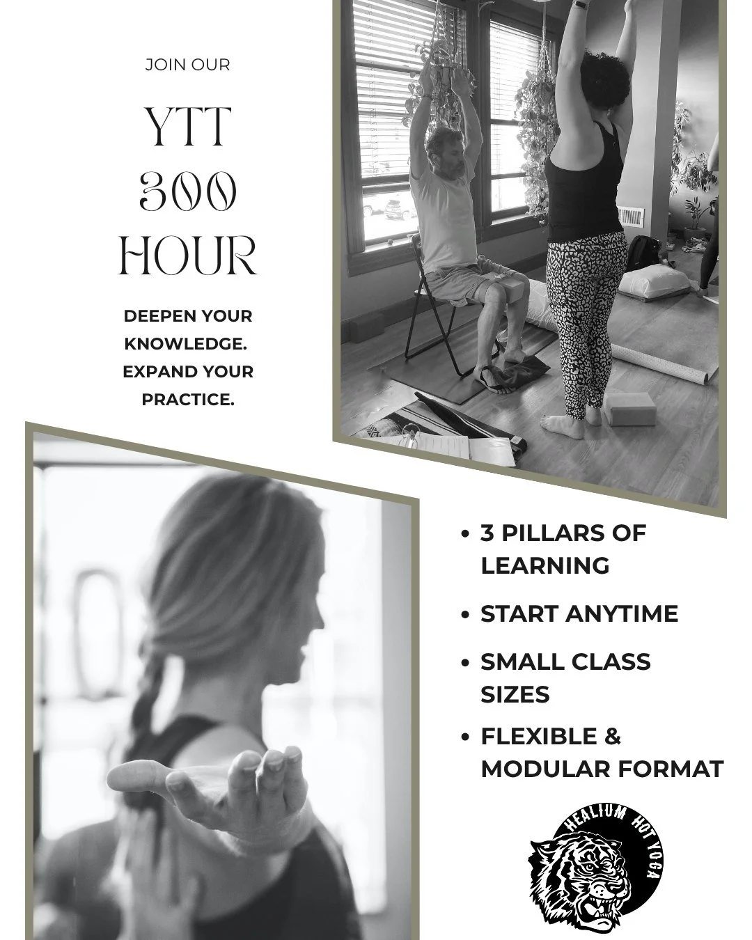 Interested in diving deeper? Healium's 300 Hour Yoga Teacher Training is for YOU! You don't have to be a yoga teacher to join either, you can simply learn more about whichever topic the module is on, no long term commitments. 

Modules resume in Sept