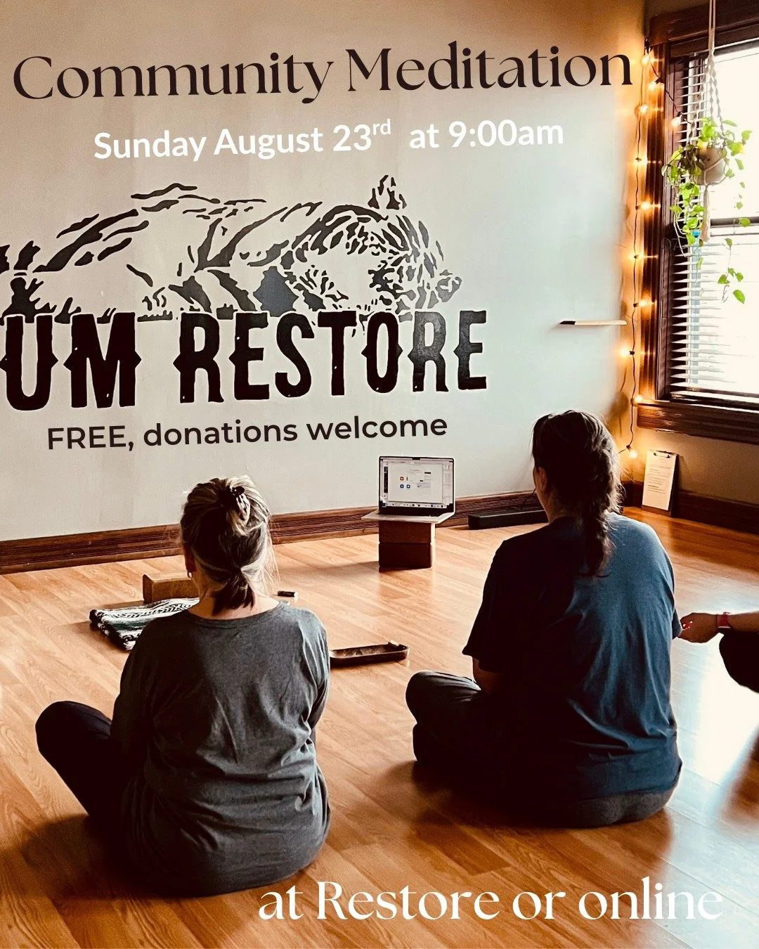 Community Meditation (FREE!)
at Healium Restore or Online!

Join Bethany on Sunday August 23rd from 9:00-10:00am at Healium Restore or from the comfort of your own home for a monthly Community Meditation offering. Whether you are starting, sustaining