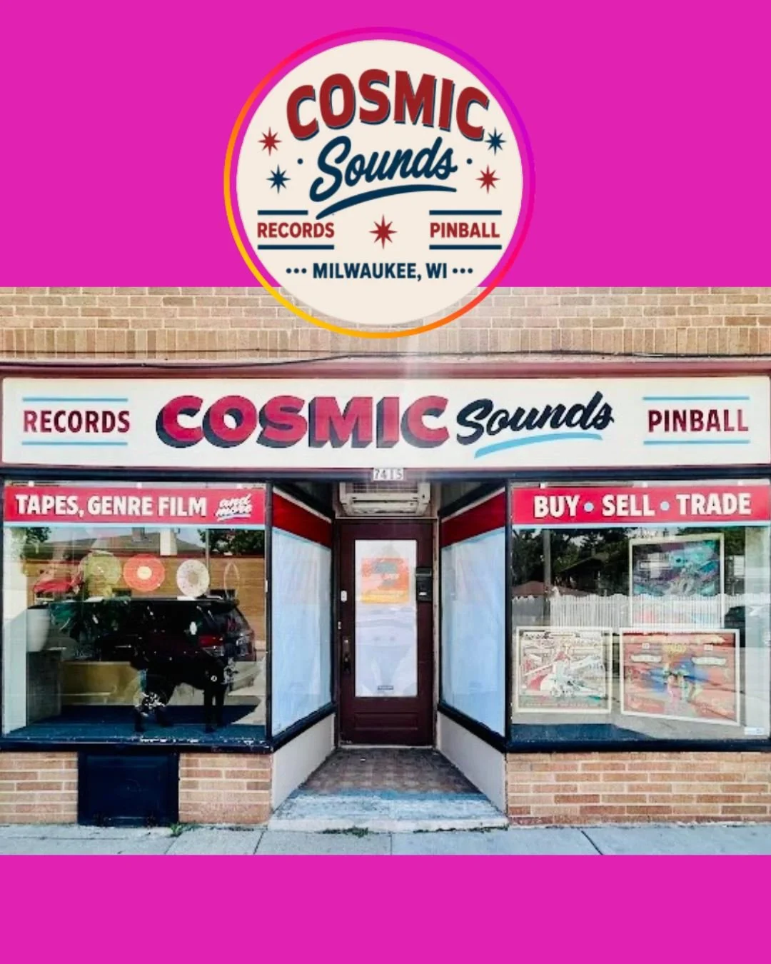 Cosmic Sounds

This week we are so excited to feature Cosmic Sounds; a new record store located at 7415 West Becher Street in West Allis. Cosmic Sounds is owned and operated by Zachary Reno, who has worked in record stores since 1996. The store is ve
