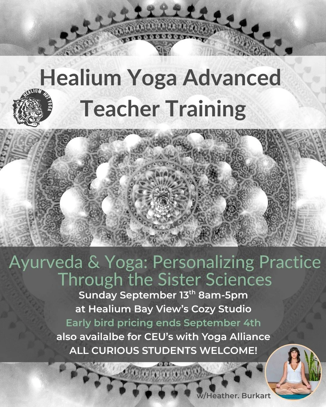 Ayurveda &amp; Yoga: Personalizing Practice Through the Sister Sciences
Early bird pricing ends Friday! 

Join Heather Burkart, eRYT500 on Sunday September 13th from 8:00am-5:00pm at Healium Hot Yoga-Bay View&rsquo;s Cozy Studio for Ayurveda &amp; Yo