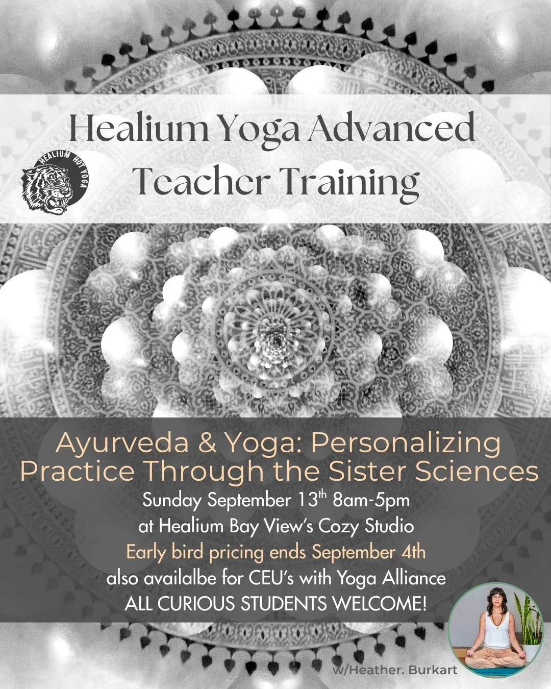 Ayurveda &amp; Yoga: Personalizing Practice Through the Sister Sciences
Early bird pricing ends Friday! 

Join Heather Burkart, eRYT500 on Sunday September 13th from 8:00am-5:00pm at Healium Hot Yoga-Bay View&rsquo;s Cozy Studio for Ayurveda &amp; Yo