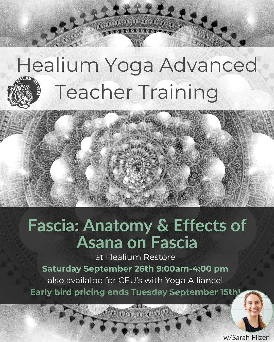 Fascia: Anatomy &amp; Effects of Asana on Fascia 
Early bird pricing ends September 15th

Join Sarah Filzen, eRYT 500, on Saturday September 26th 9:00am-4:00pm at Healium Restore for a day-long workshop which will focus on understanding the anatomy o