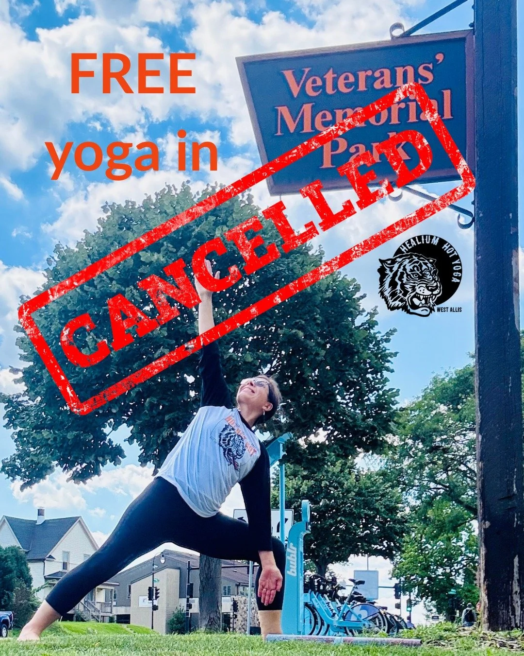 Free Yoga at Veterans' Memorial Park in West Allis on Saturday September 19th is cancelled due to the weather. 

The event is re-scheduled for SUNDAY September 27th at 10:00am!