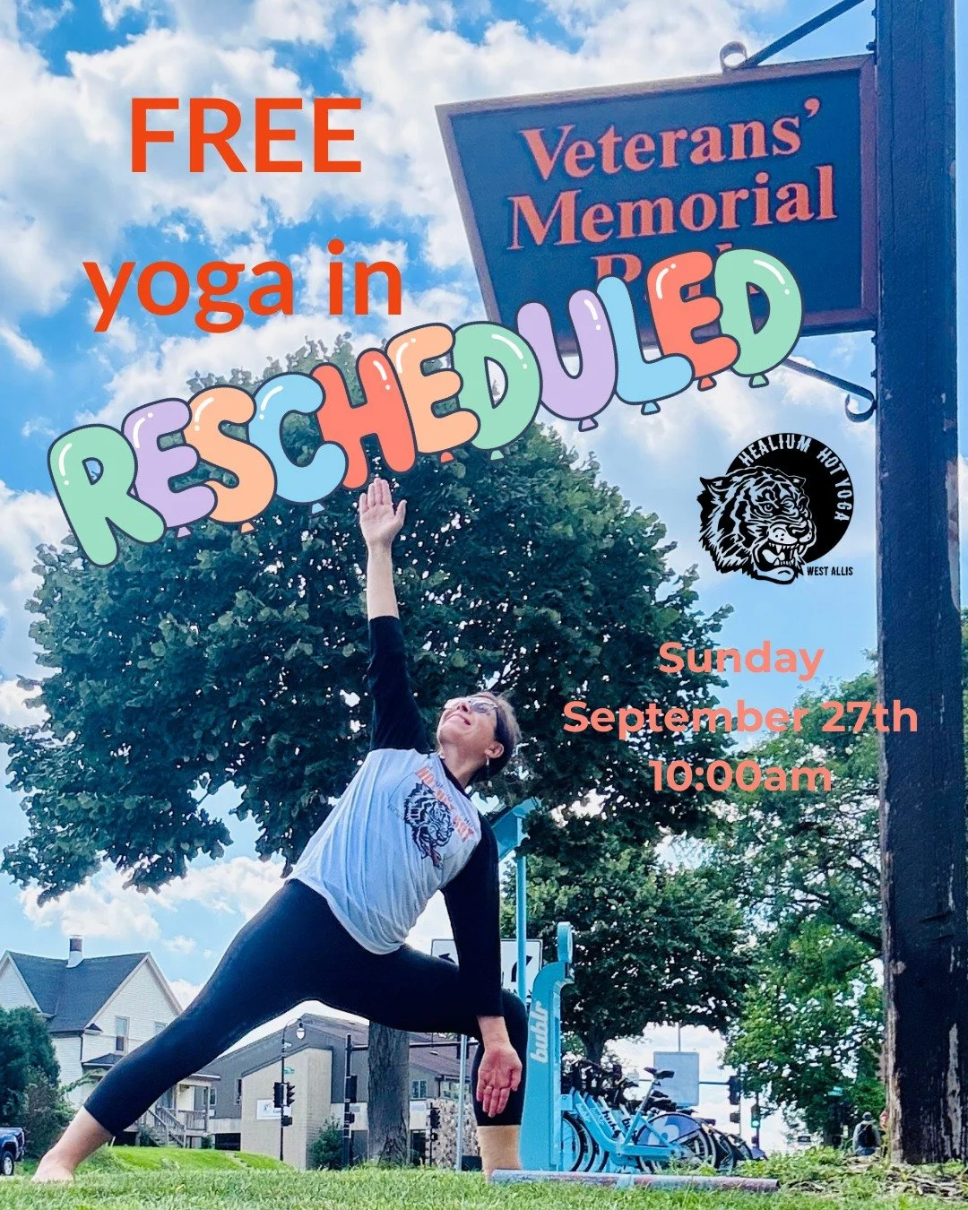 FREE outdoor yoga in West Allis!
Rescheduled for this Sunday!
Roll out your mat for the Mayor&rsquo;s Wellness Challenge!

Healium Hot Yoga is proud to partner with the City of West Allis and the Southwest Suburban Health Department to keep our commu