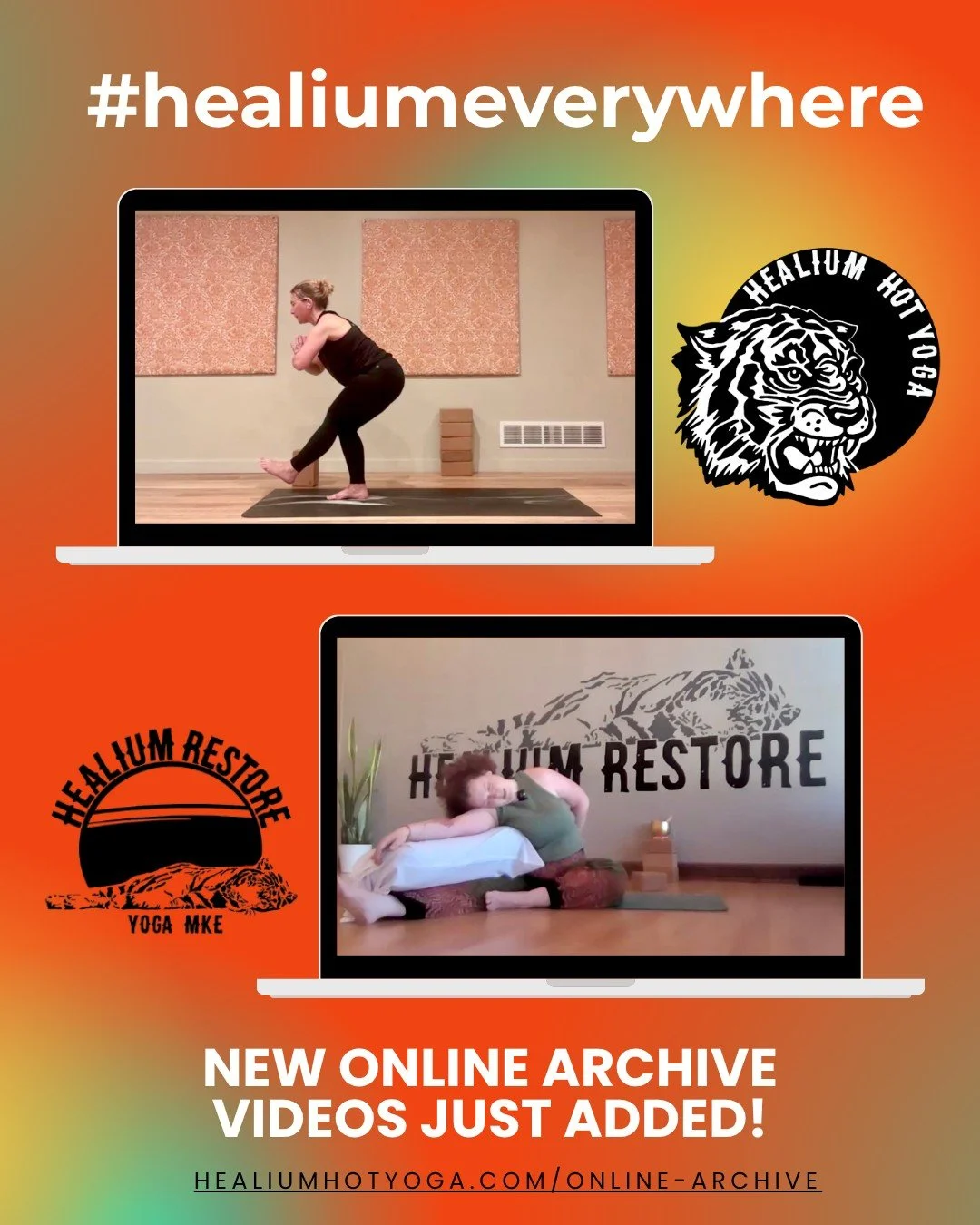 📹NEW Healium Archive videos📹

We&rsquo;ve just added new classes to Healium&rsquo;s NEW and IMPROVED Online Yoga Video Archive!

Join Sarah for a 50 minute Vinyasa Flow that focuses on hip/knee stability + mobility! Then mellow out with Lisa for a 