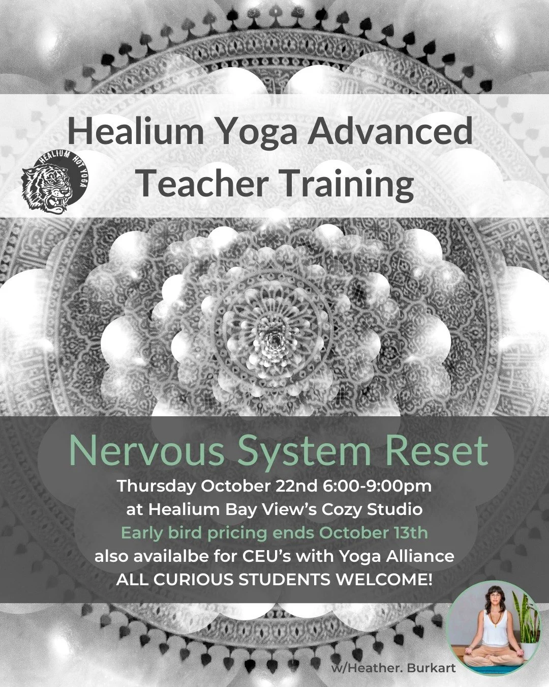 Nervous System Reset
Early bird pricing ends October 13th!

Join Heather Burkart, eRYT500 on Thursday October 22nd from 6:00-9:00pm at Healium Hot Yoga-Bay View&rsquo;s Cozy Studio for Nervous System Reset.

Modern life often leaves us feeling overst