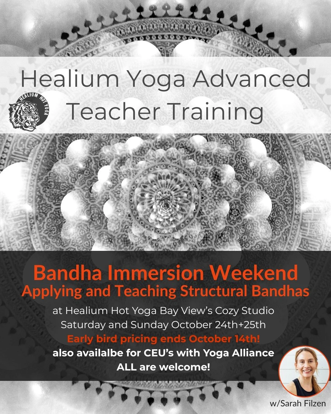 Bandha Immersion Weekend
Early bird pricing ends October 14th

Join Sarah Filzen, eRYT 500, for a two day class that will explore the application of bandhas in yoga asana and the physical anatomy of structural bandhas. Students will also learn about 