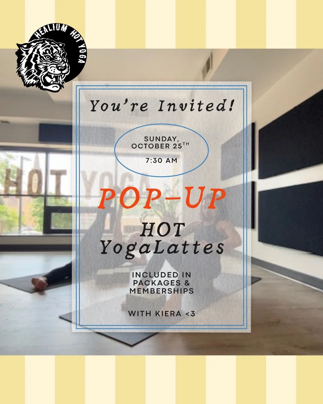 Join Kiera for a HOT YogaLattes POP UP this coming Sunday, October 25th at 7:30AM! 

If you join this class you get a voucher for a FREE pastry with Latte purchase at our friends at Casera Cafe &amp; Bakery 🥐🥐

This offering is included in packages