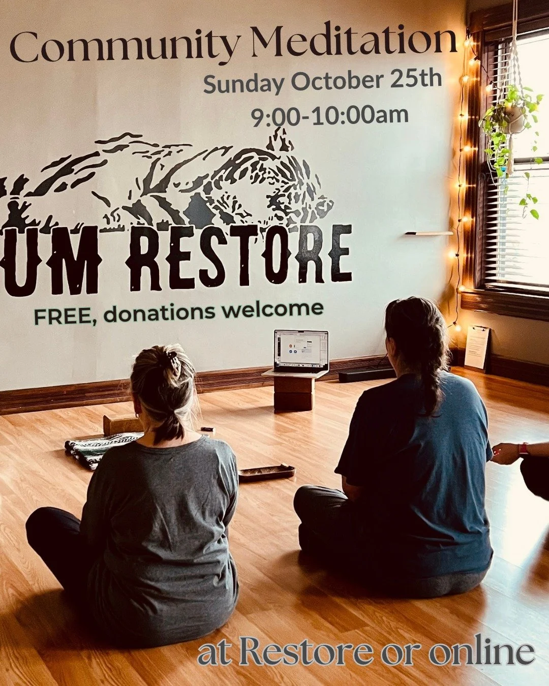 Community Meditation (FREE!)
at Healium Restore or Online!

Join Bethany on Sunday October 25th from 9:00-10:00am at Healium Restore or from the comfort of your own home for a monthly Community Meditation offering. Whether you are starting, sustainin