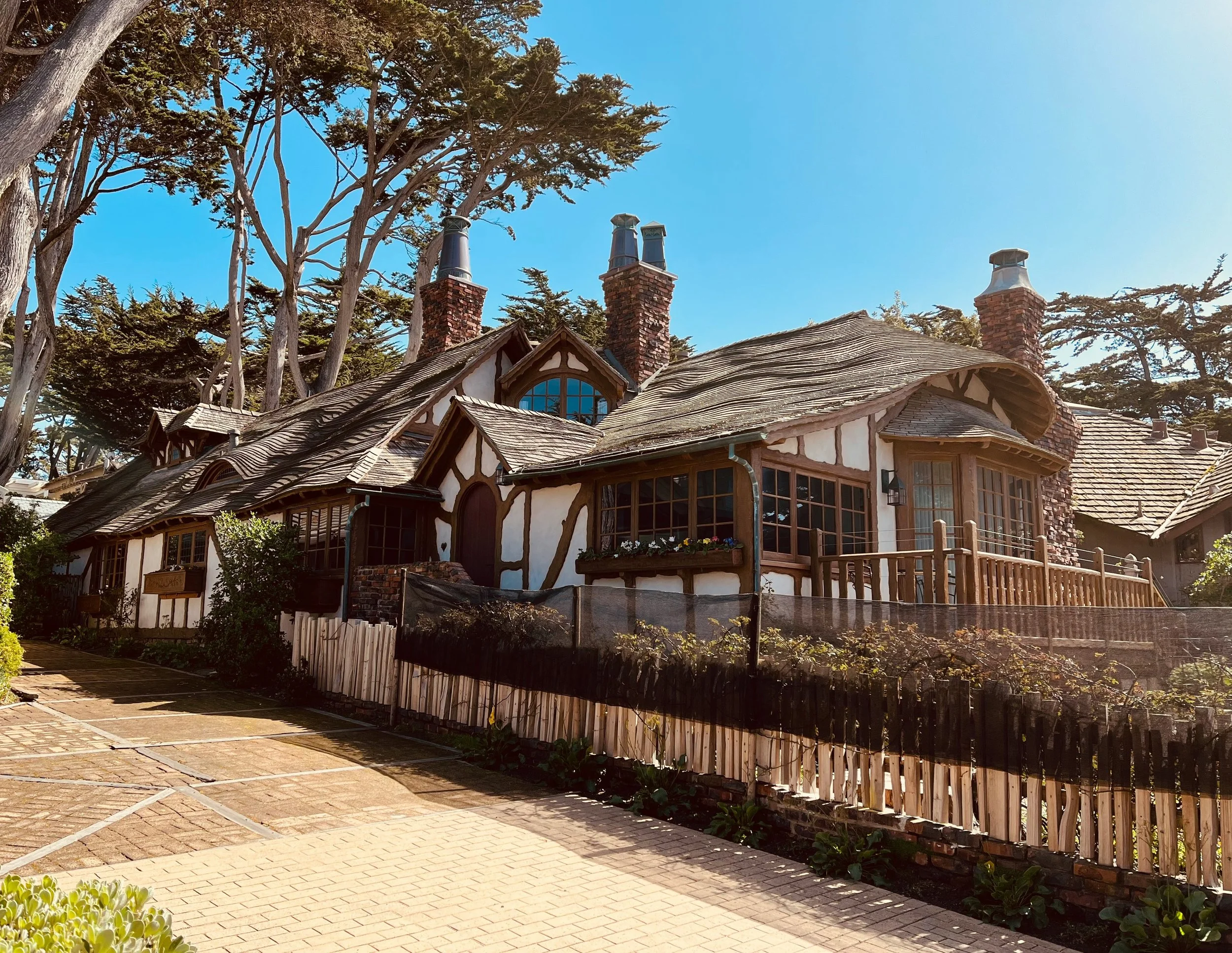 A huge, Tudor-style cottage in Carmel-by-the-Sea. It's like a house out of a Disney fairytale cartoon