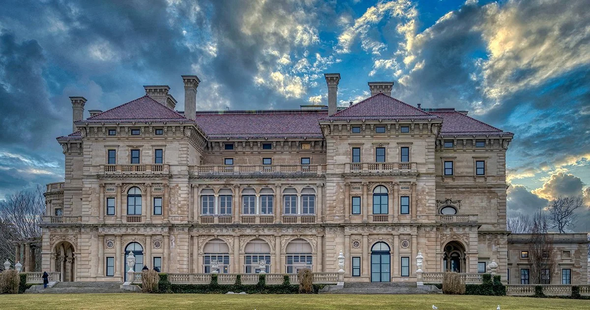 The Breakers in Newport is a dominating building that fills the picture