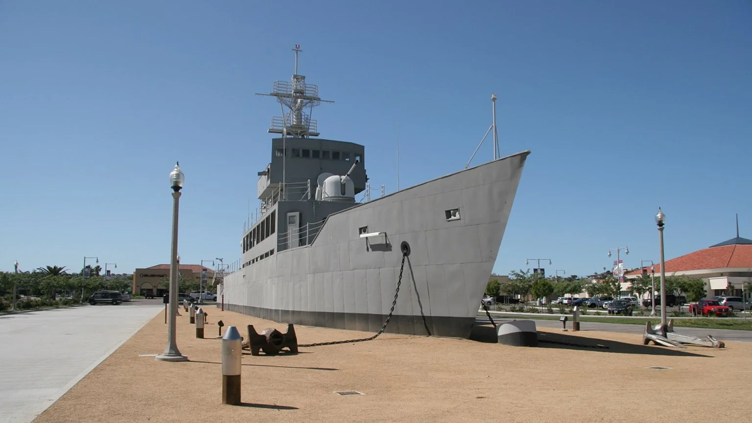 The USS Recruit, nicknamed the USS Neversail. It's a large, fake wooden ship in Liberty Station, San Diego, that was used for training sailors