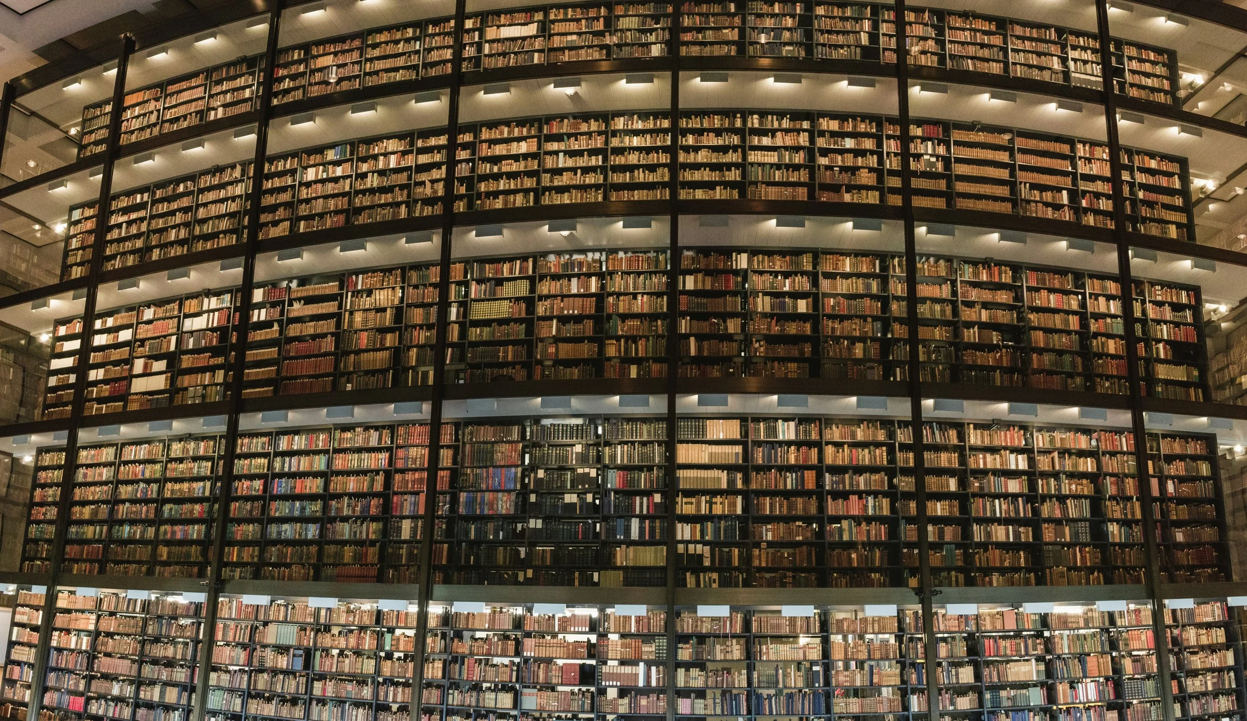 A huge wall of books, five storeys high, in Beinecke Rare Book & Manuscript Library. Drives & Detours Top sights at Yale