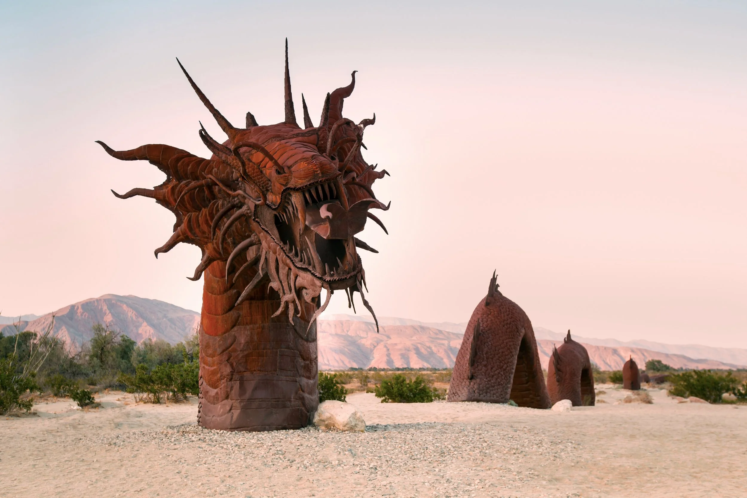 The dragon sculpture in Borrego Springs. It look as if it is moving through the sand