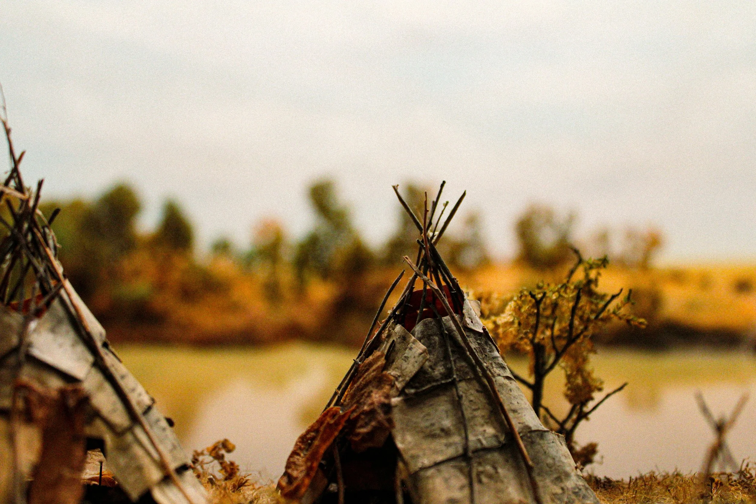A diorama of an First Nations’ village.