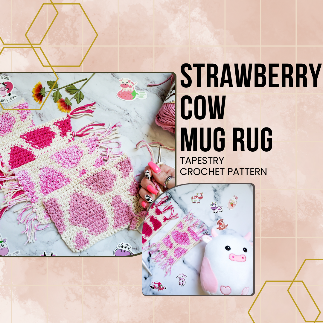 Strawberry Cow Mug Rug Crochet Pattern
