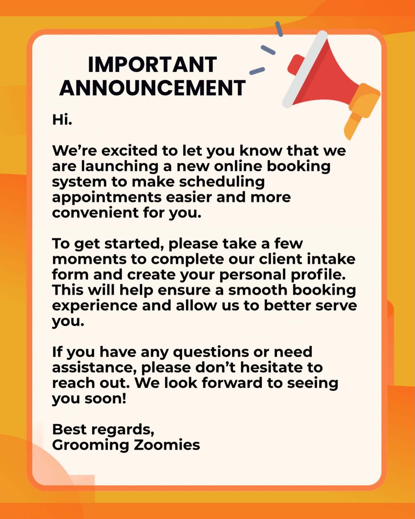 Please text 630-858-6900 to receive a link to our online booking portal.  Once our existing clients have a chance to get situated we will add the link to our social media pages and our website.