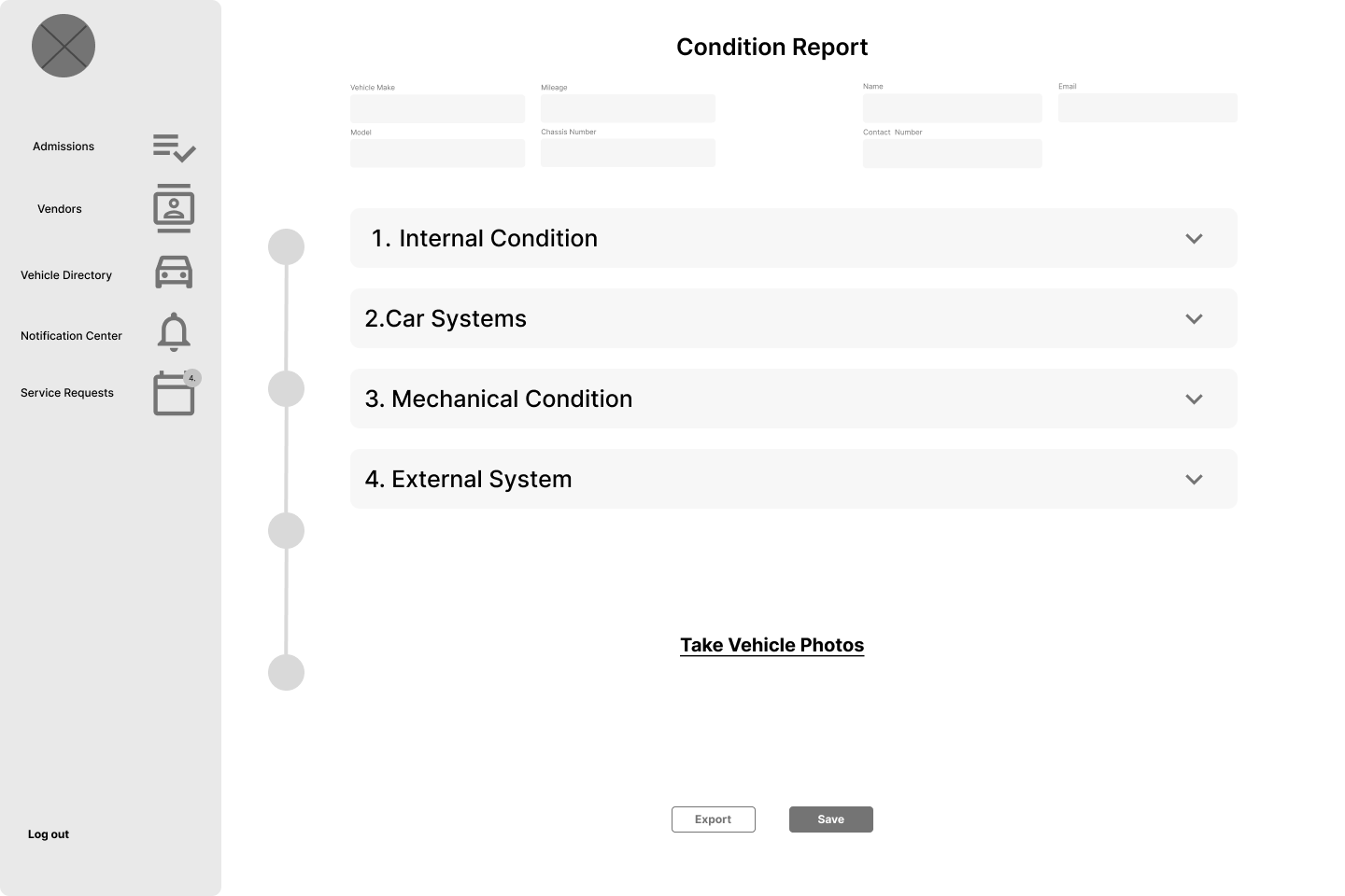 Admission Checklist (Screen 1)