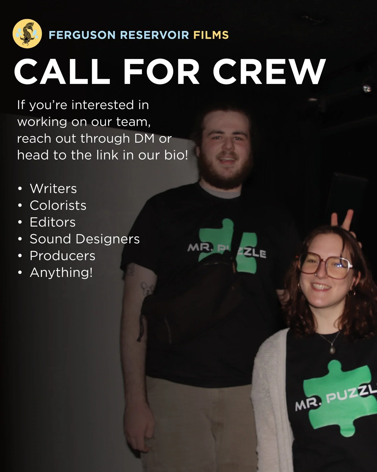 Join us for future projects as a crew member! 🎬

DM or fill out the form at the link in our bio 🔗