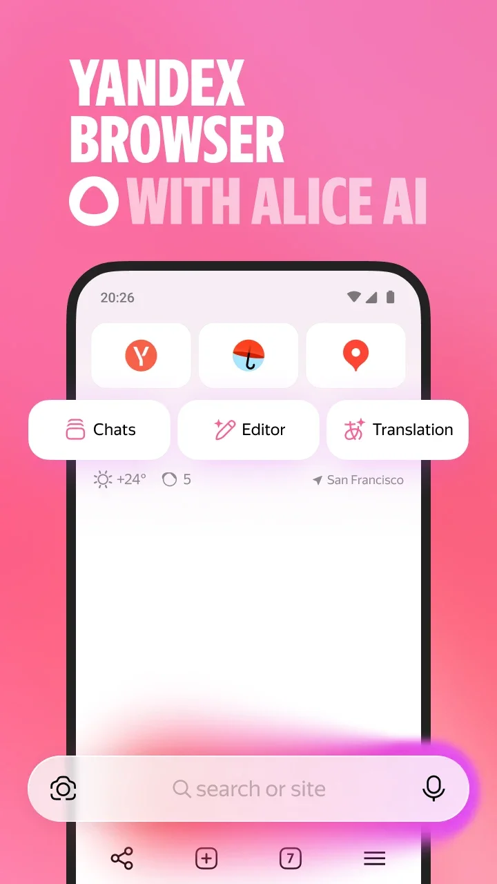A screenshot from the Yandex Browser app on Google Play