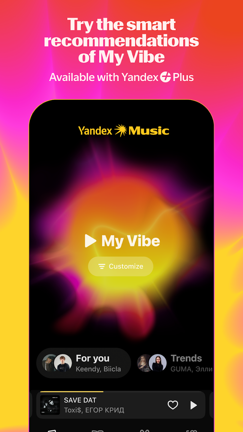 A screenshot from the Yandex Music app on Google Play