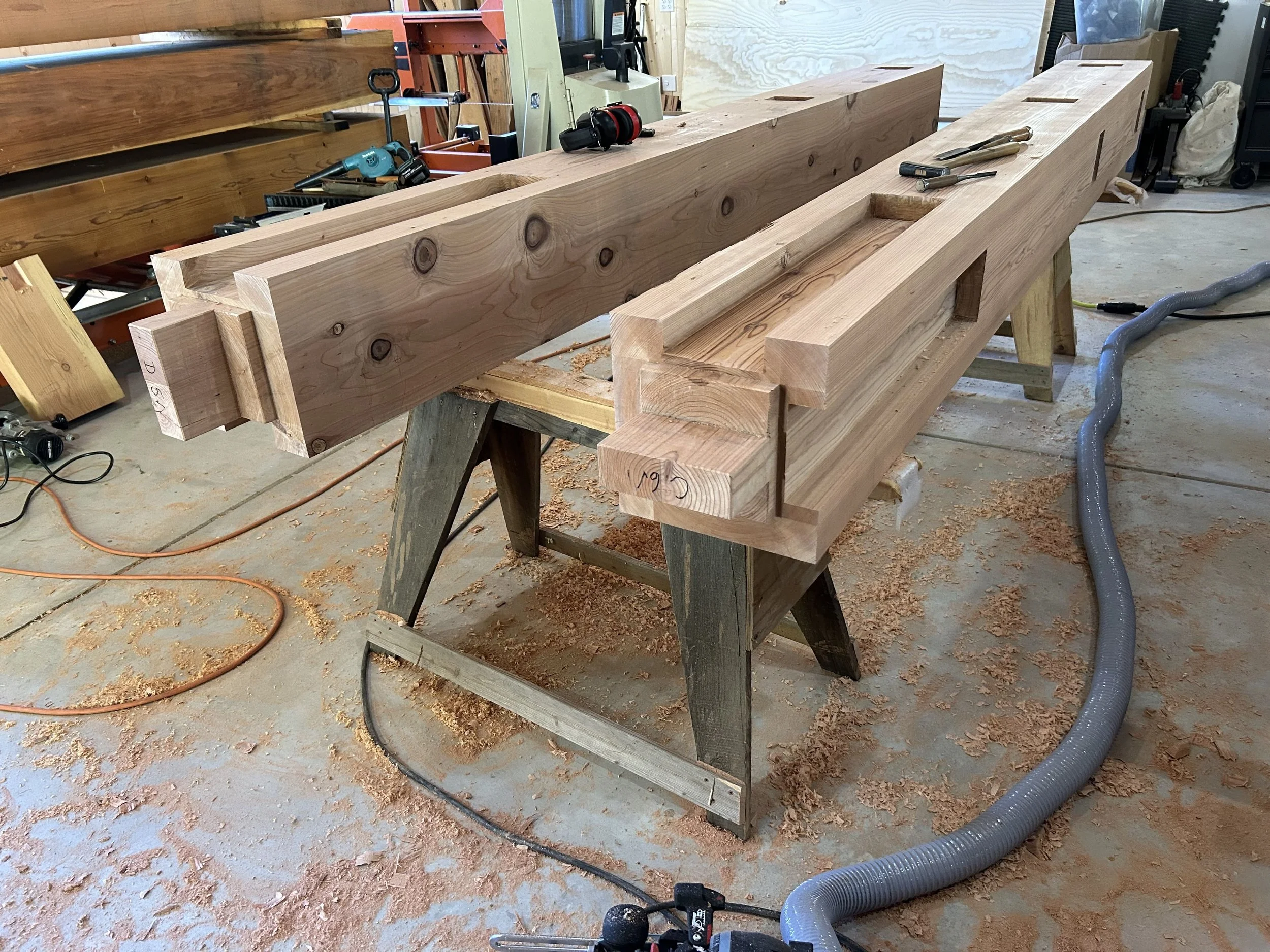 Cal Lutheran University Hage Stave Timber Frame Pavilion - Redwood Posts