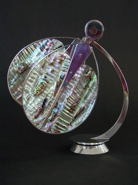 SCARAB - 2003
Polished aluminum, abalone, rare earth magnets, stainless steel, brass