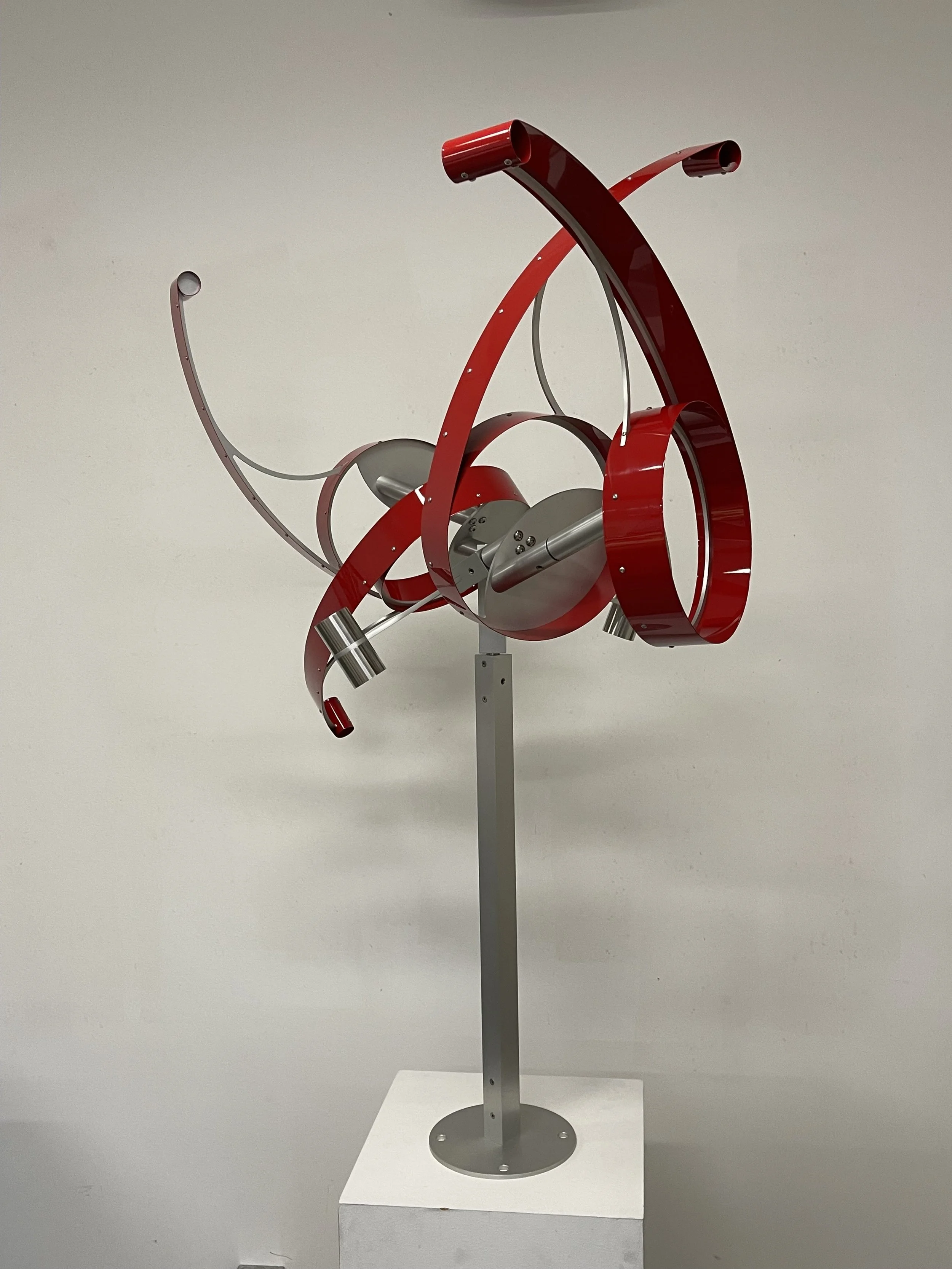 AXON- 2022
Anodized brushed aluminum, painted aluminum, stainless steel
Outdoor pedestal mount.     Base dia.   8”
Max. Height:   (off pedestal)  59”
Max. swing:    59"
