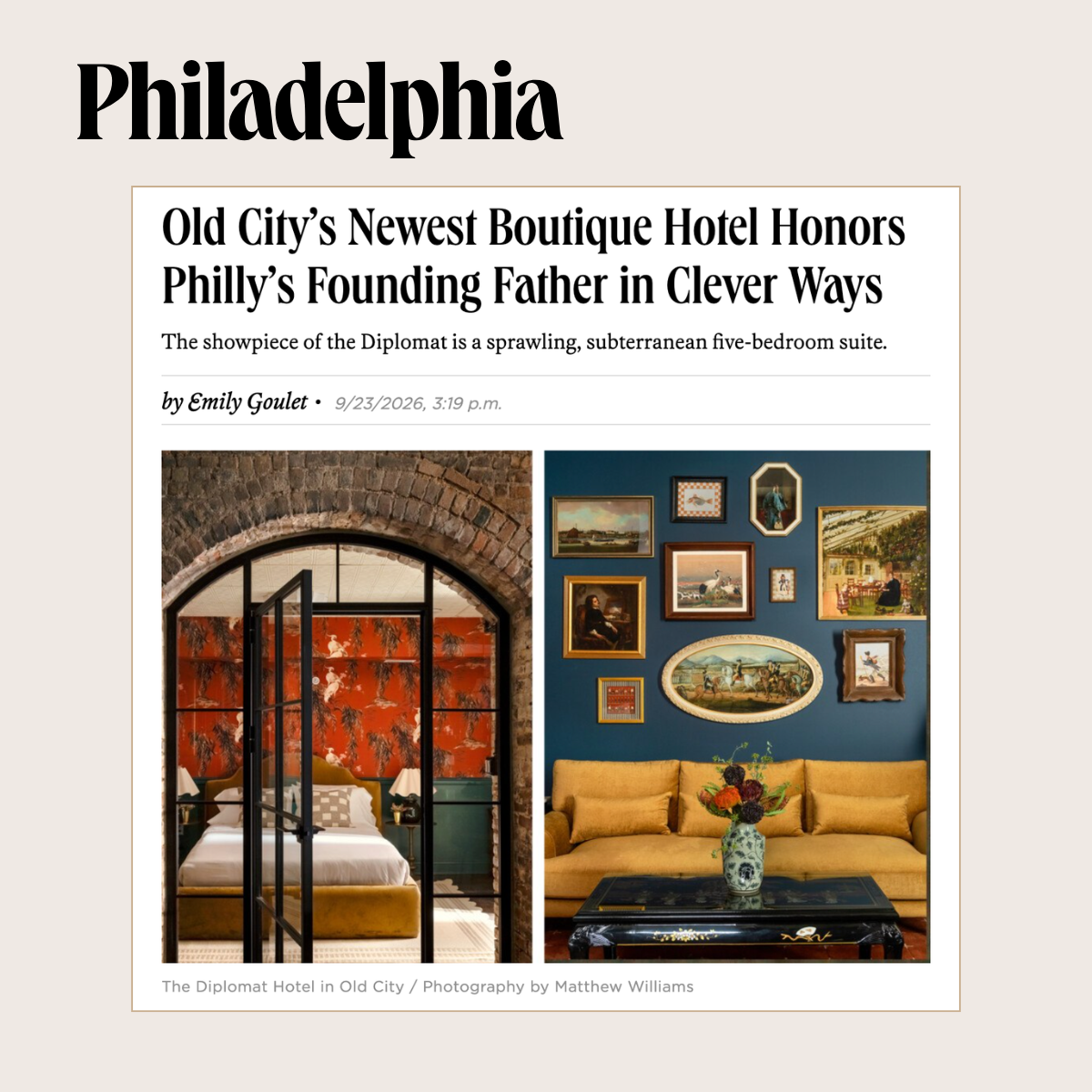 In the News: Philadelphia Magazine Highlights Diplomat Hotel’s “Clever” Design 