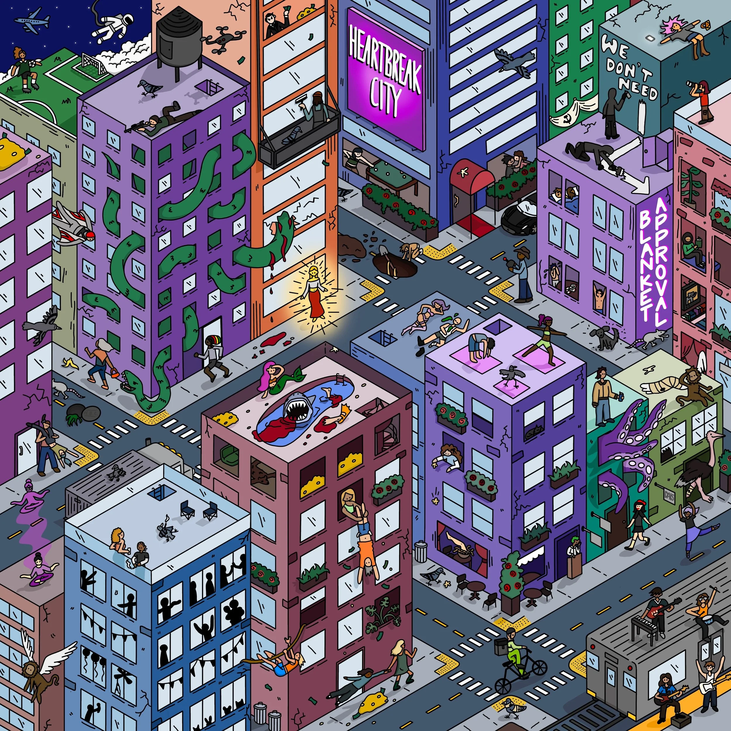 Blanket Approval - Heartbreak City Album Artwork,design/illustration by Daisy Garcia