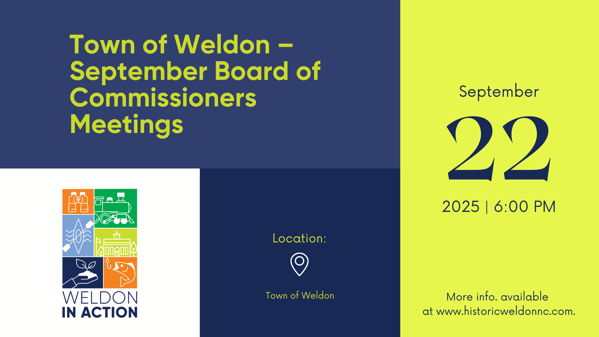 🗓 Town of Weldon – September Board of Commissioners Meetings