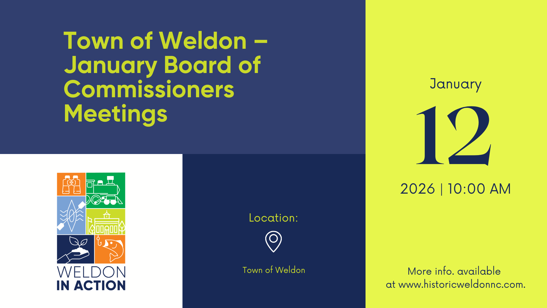 January Commissioner Meeting Schedule