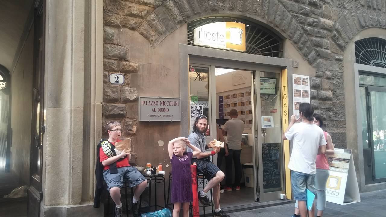 The Blessed Ohana- Justin Wooldridge, aka The Godfather, enjoying massive sandwiches with two of his godchildren in Firenze (Florence), Italy