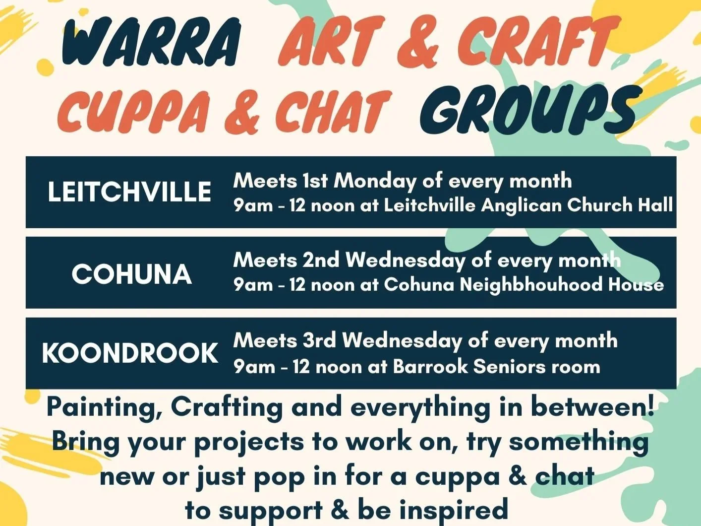 Warra Art Craft & Chat Group - Cohuna