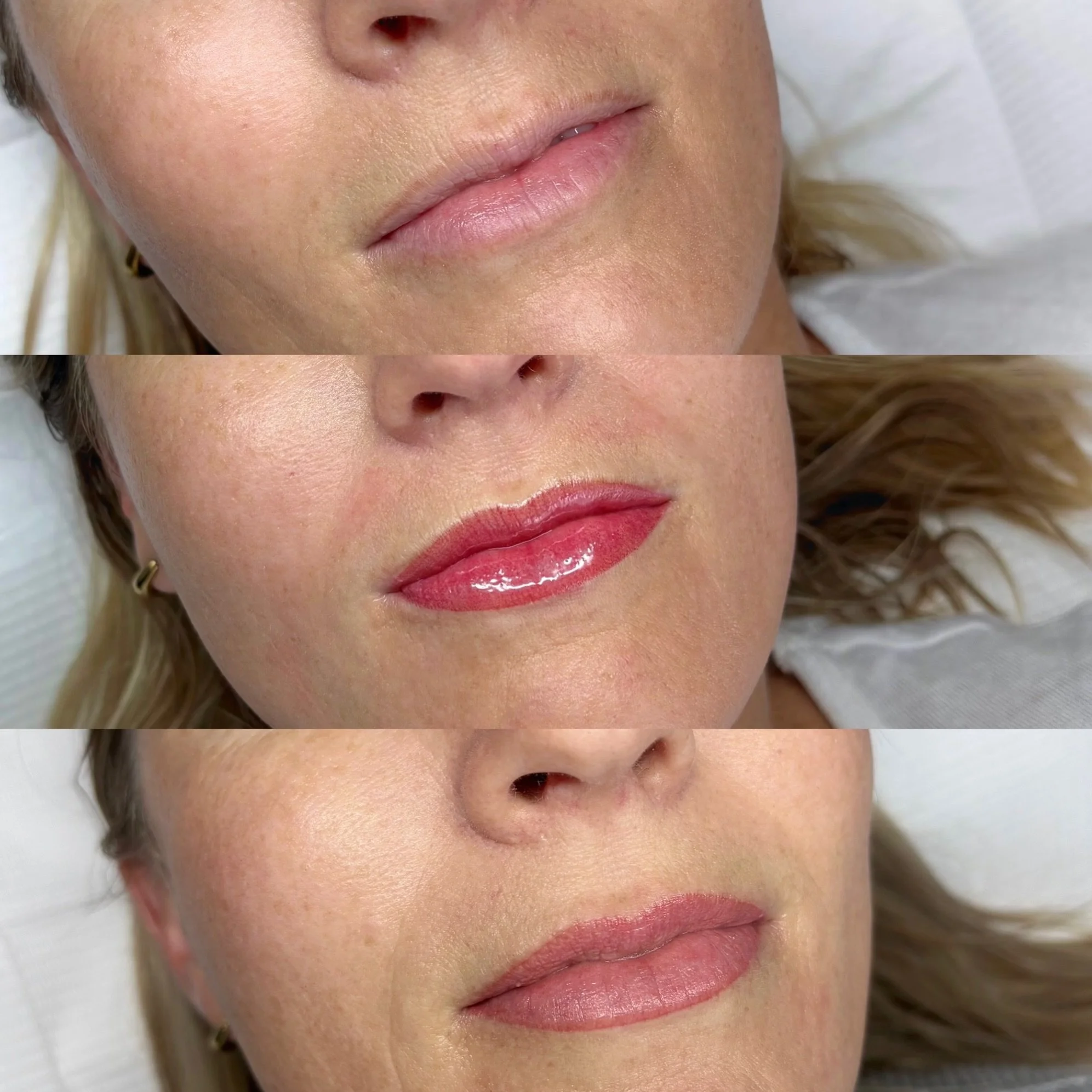 Before ➡️ immediately after ➡️ healed Lip Blush 🤍
Immediately after the treatment, Lip Blush will always look brighter and more intense than the final result.
As the lips heal, the colour softens, settles into the skin, and becomes much more natural