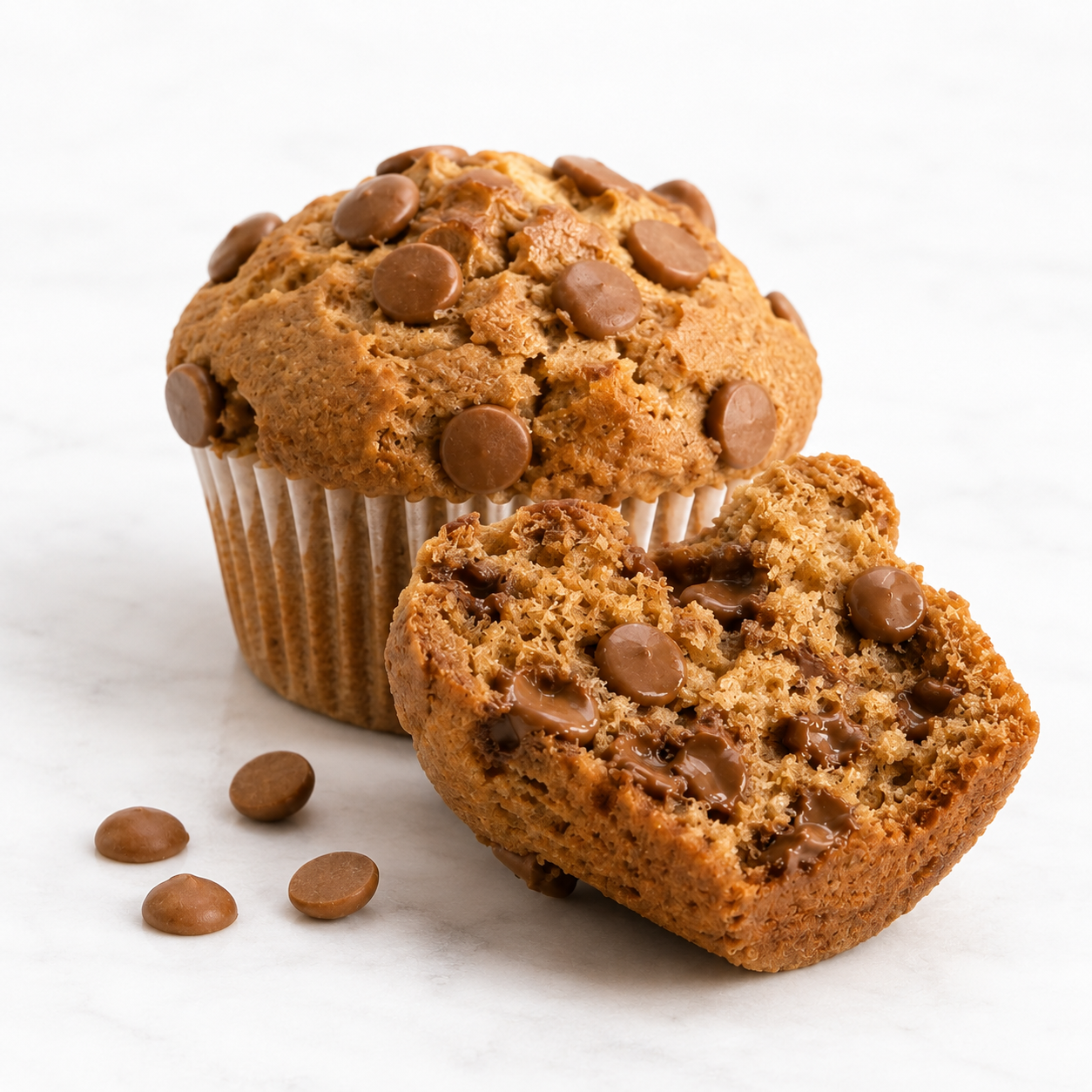 Bakery-style muffin baked with Vör Coffee Baking Chips