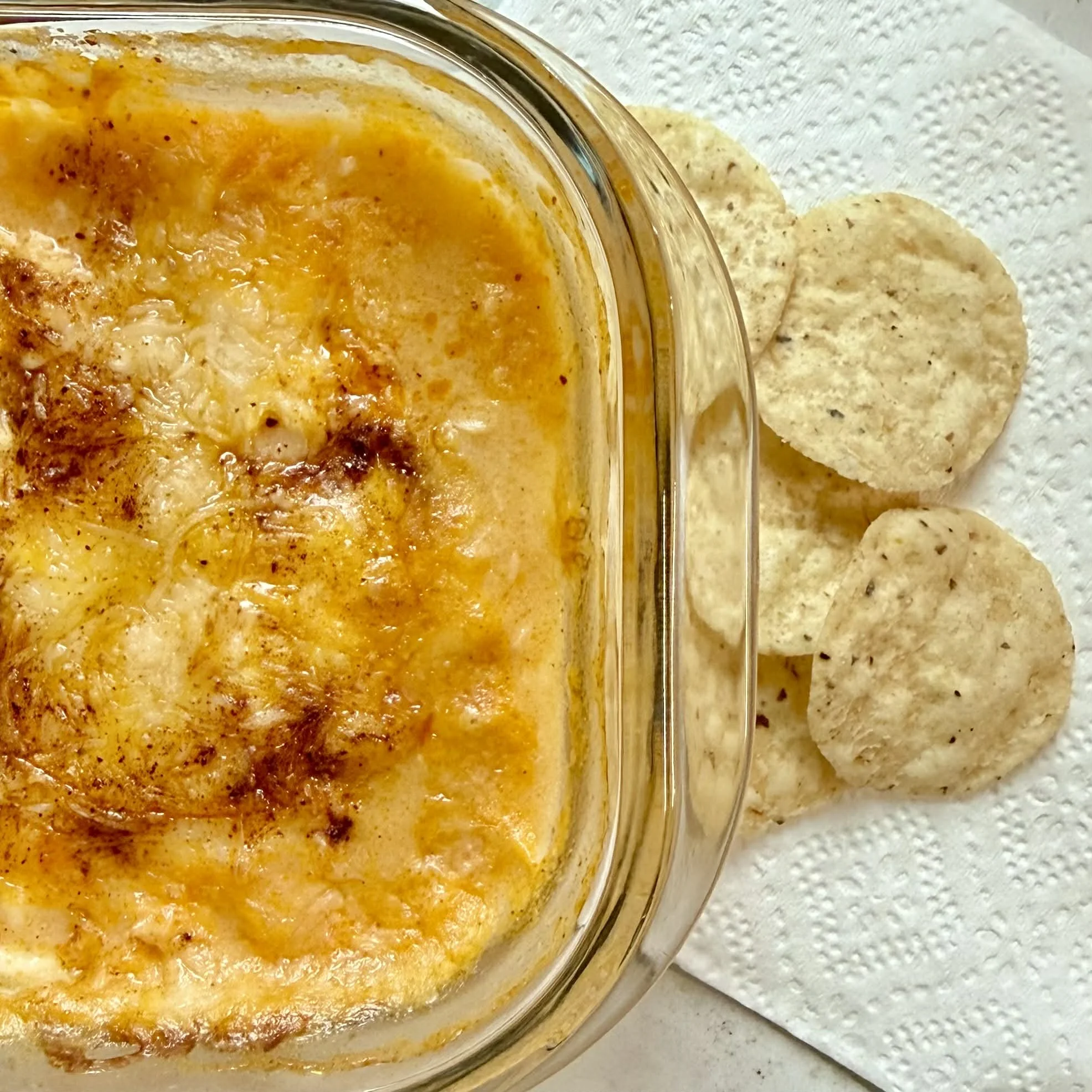 chicken bake in dish with tortilla chips