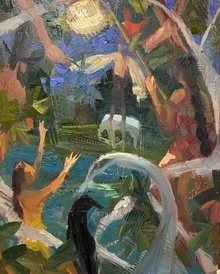 Kyle Ragsdale,  Xochimilco Miracle  Oil on Canvas, 30" x 24", 2024