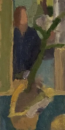 Francie Cook,  Flower Thief  Oil on Panel, 12" x 5", 2025