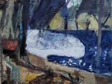 Paul Goss,  Untitled (February 24)  Oil on Masonite, 14" x 18", 2019-25