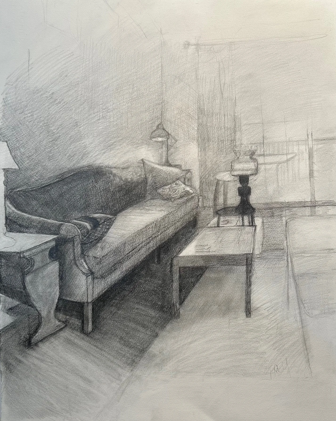 "Living Room", Graphite, 25" x 19", 2025