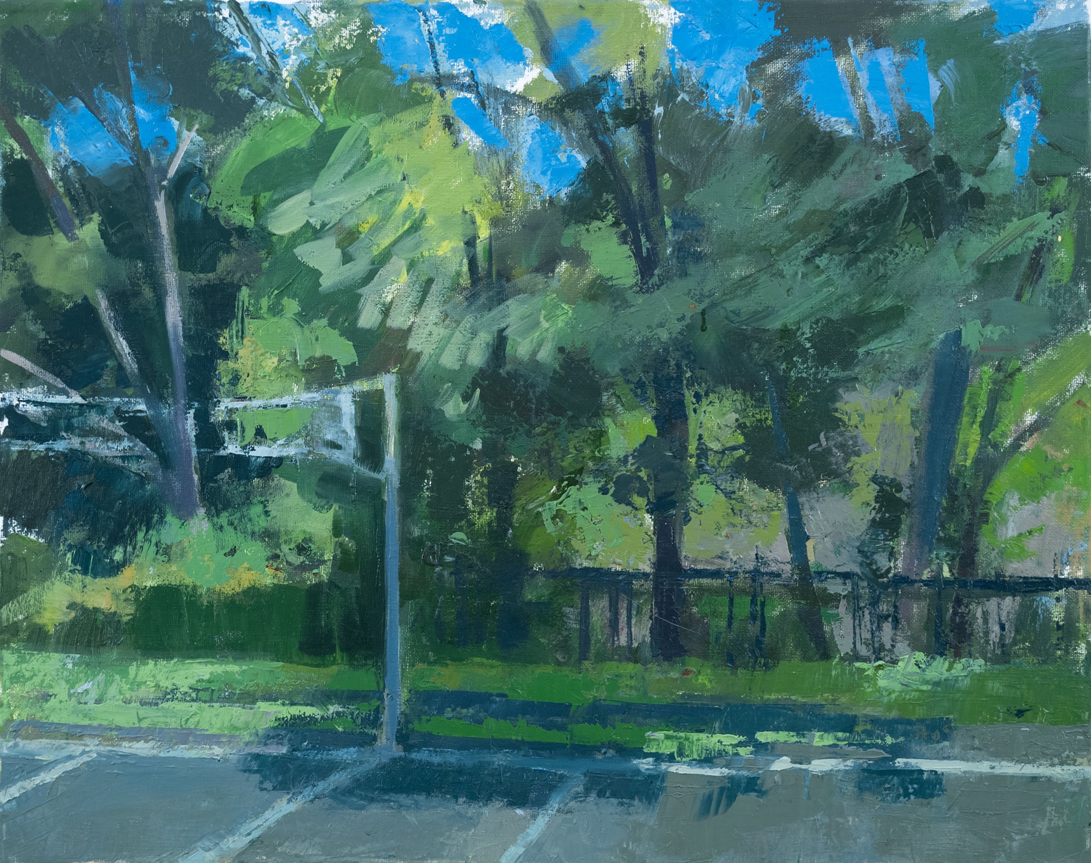 "Court and Volleyball Net Study"
 11” x 14”, Oil on Panel
