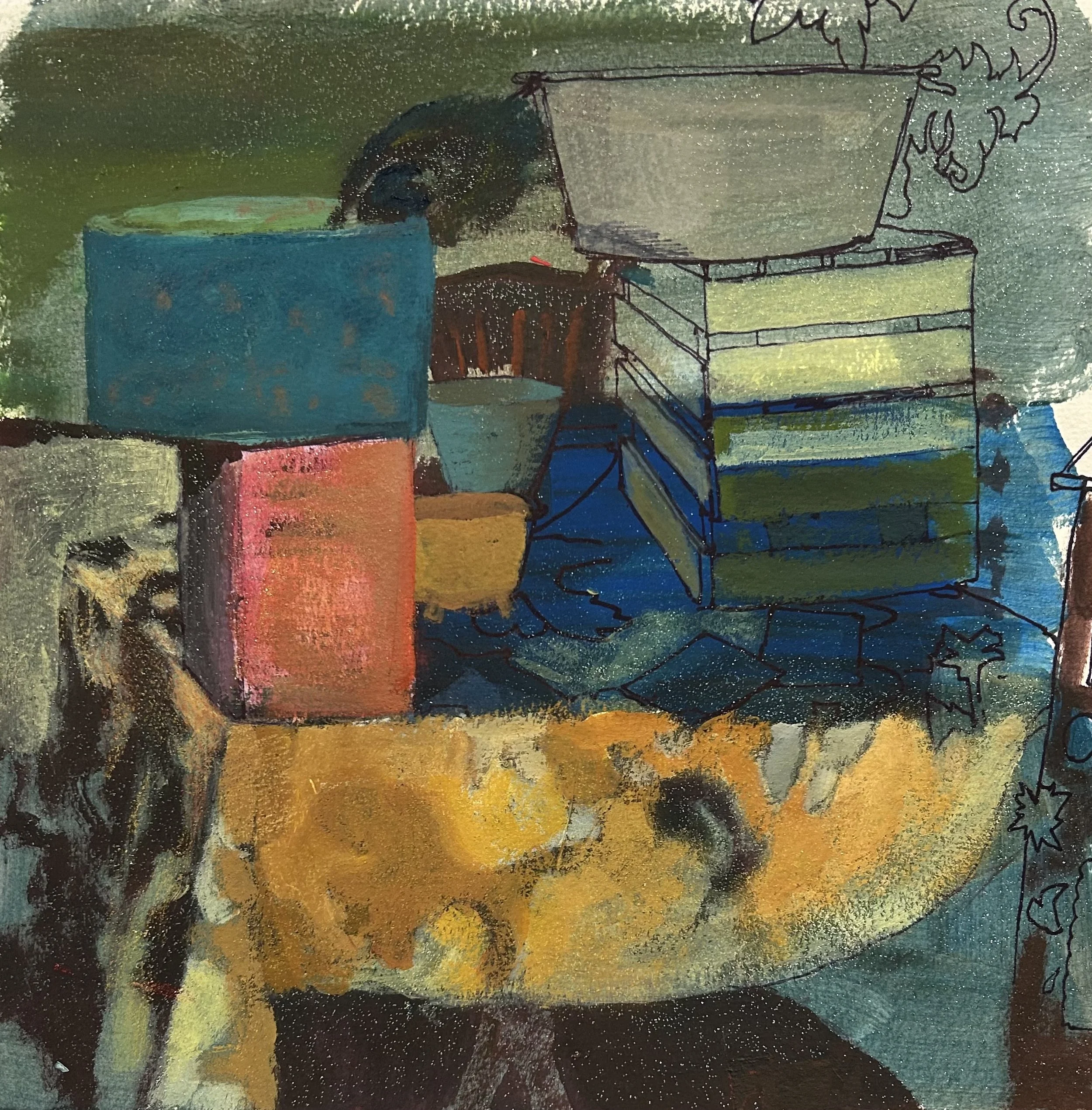 "Collection II", Acrylic/Ink, 10" x 10", 2022