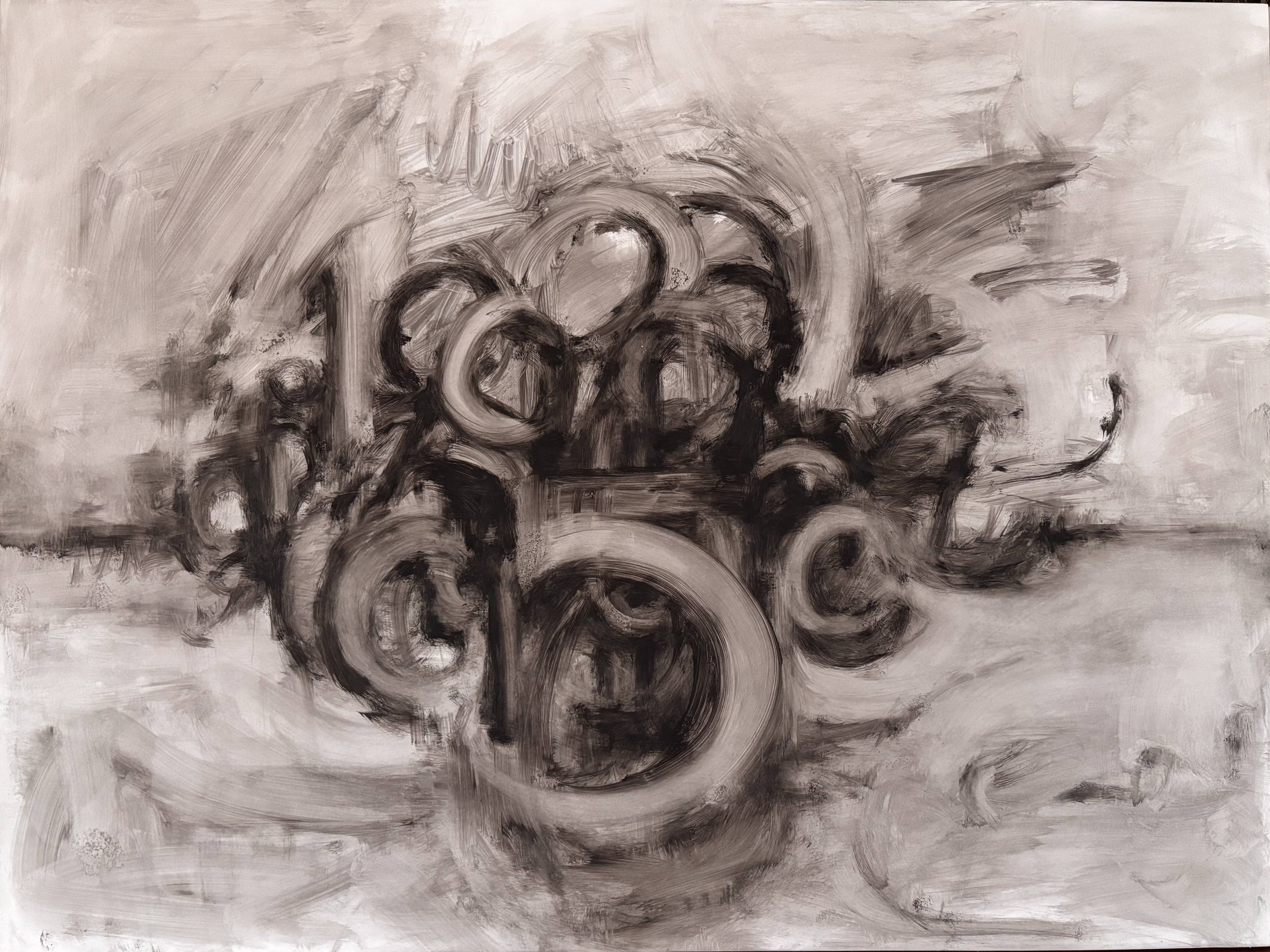 "Untitled Numbers and Letters", Oil on Panel, 18x24 inches