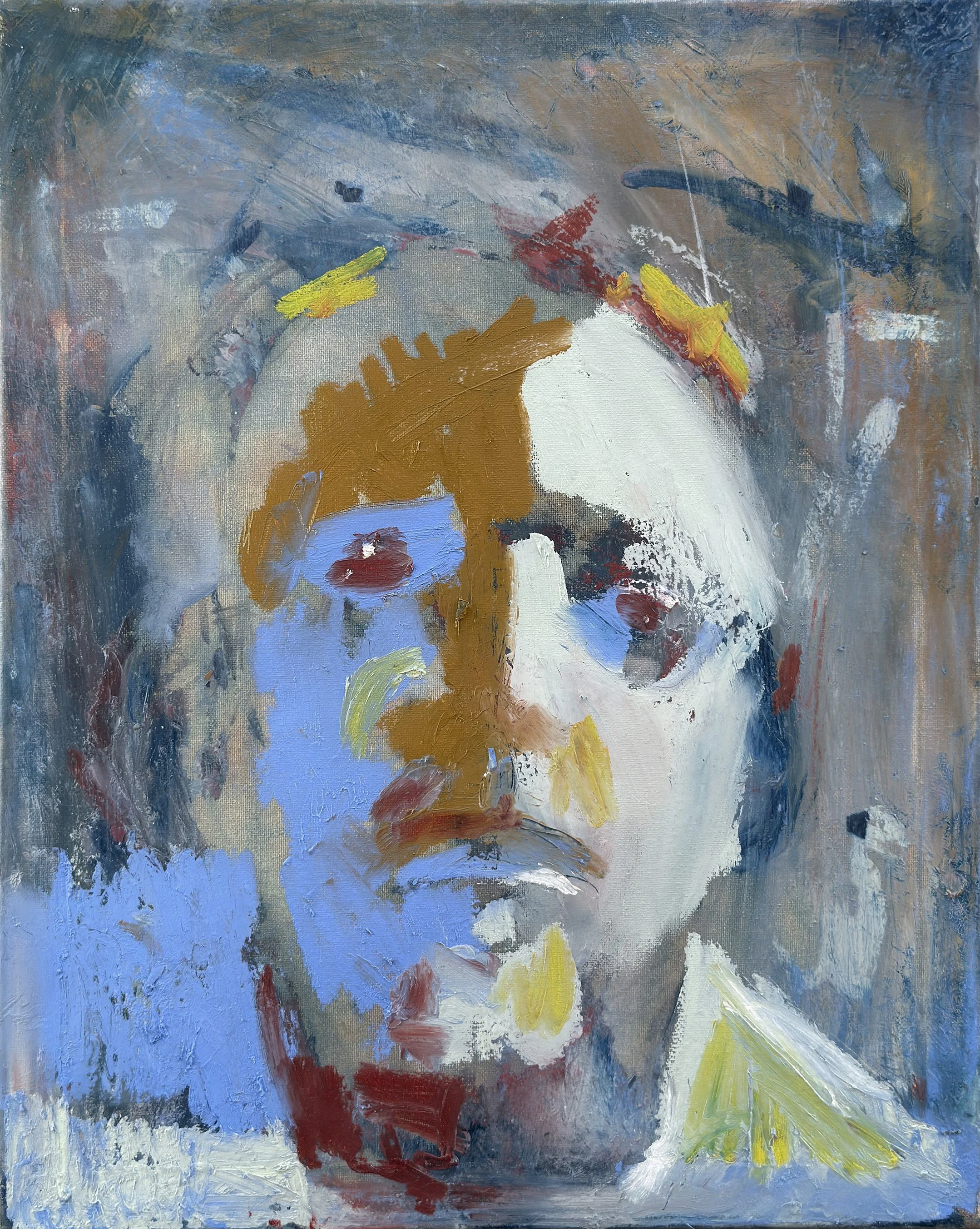 "Limited Pallette Self Portrait", Pigment Stick (Oil) on Canvas, 20" x 16", 2025