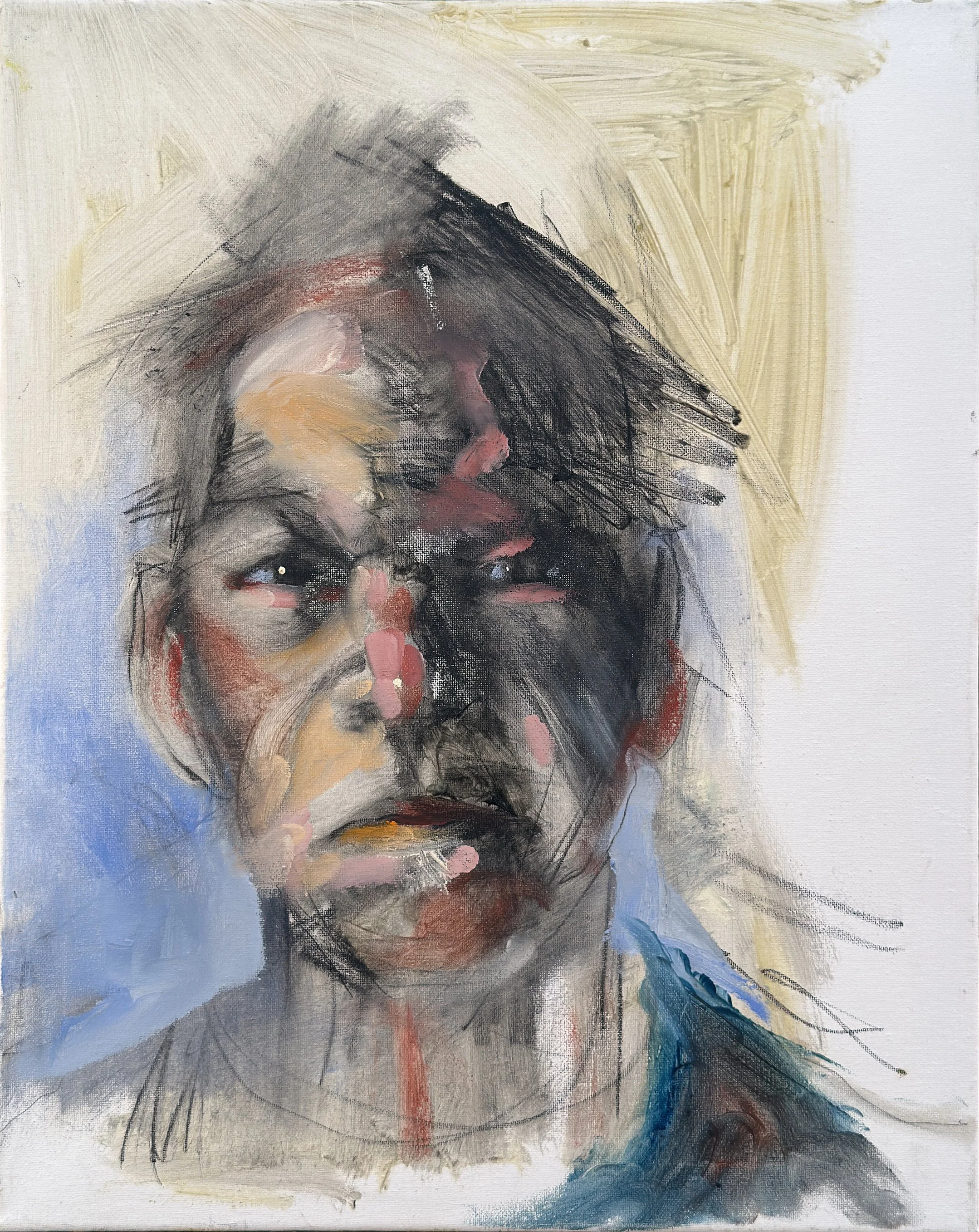 "Red Chin", Pigment Stick (Oil) on Canvas, 20" x 16", 2025