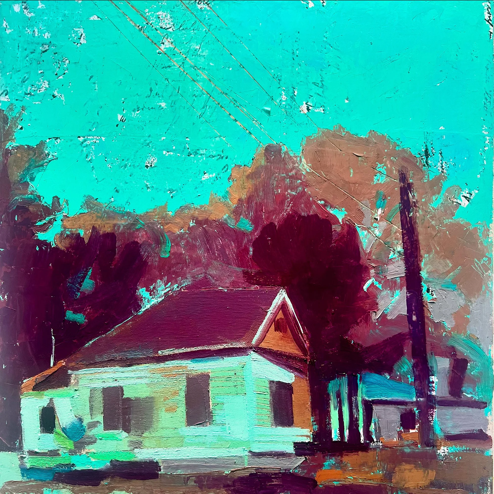 Standing Upon Heavy Desolation, collage/oil/canvas, 20"x20, 2024