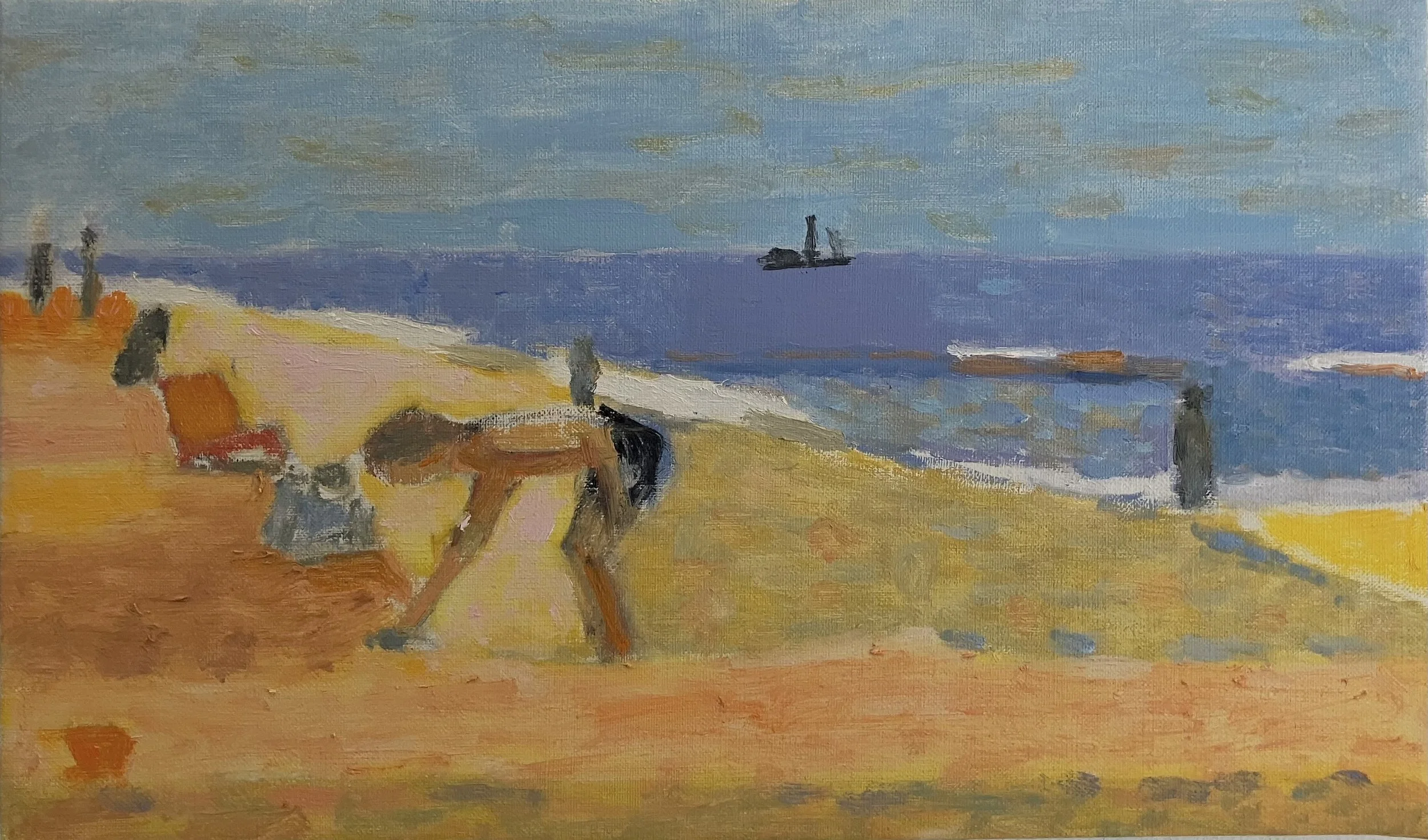 "Boy on Beach", Oil on Canvas, 9" x 14", 2022