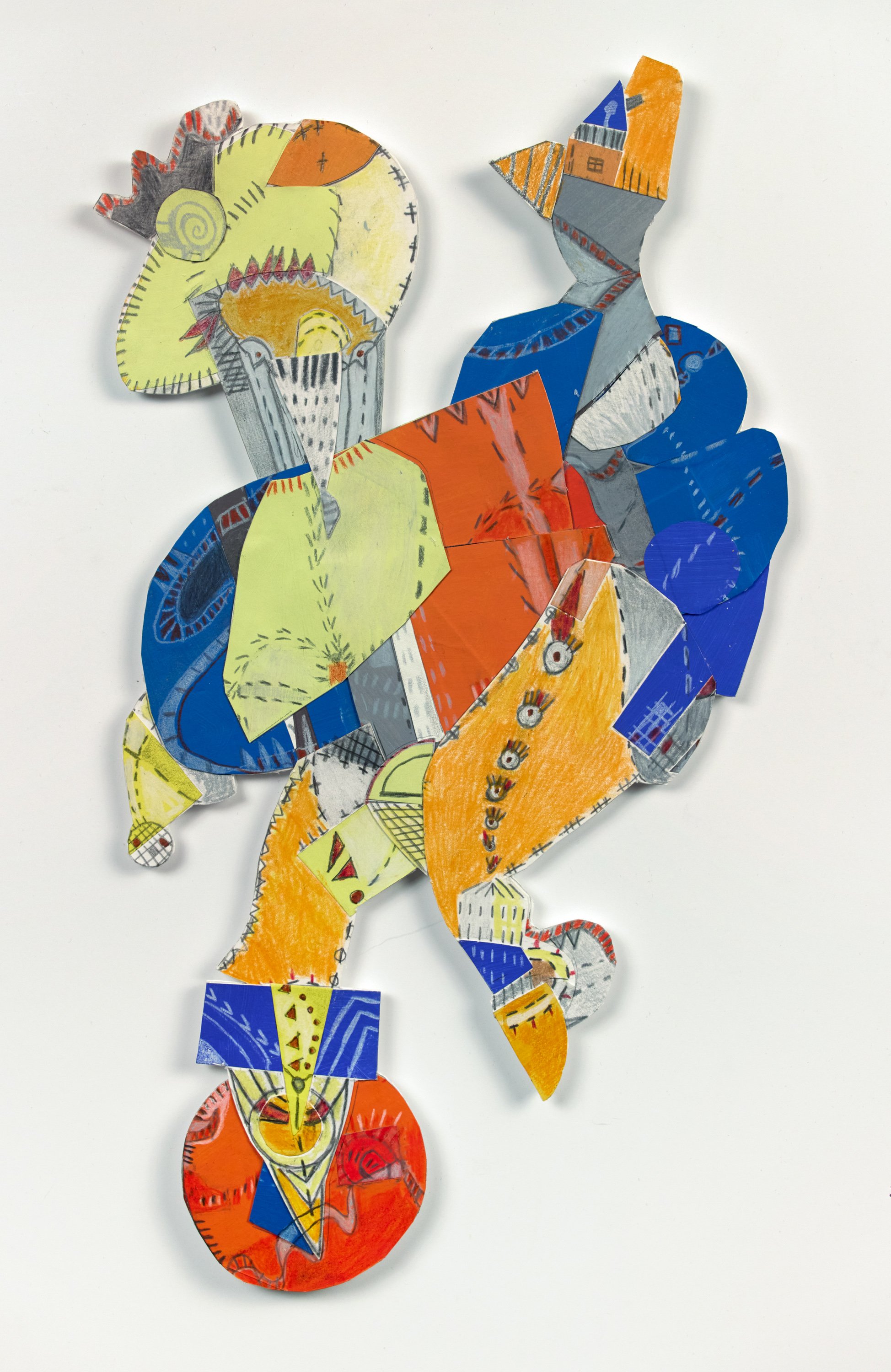 "On Point", Cut Paper, Mixed Media on Board (Shaped), 16" x 9.5", 2025